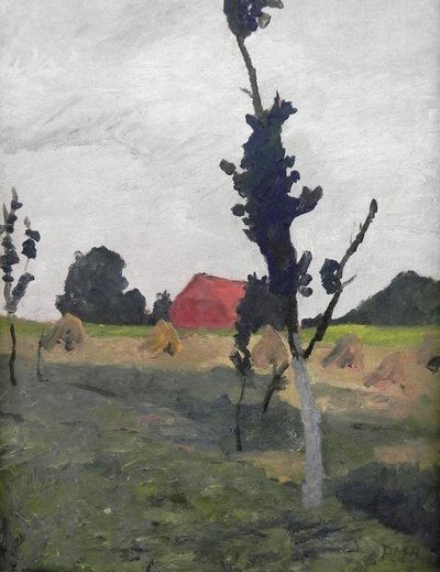 Worpsweder Landschaft mit rotem Haus von Paula Modersohn Becker